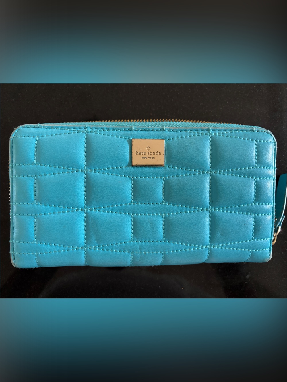 kate spade Turquoise Quilted Zip-Around Wallet